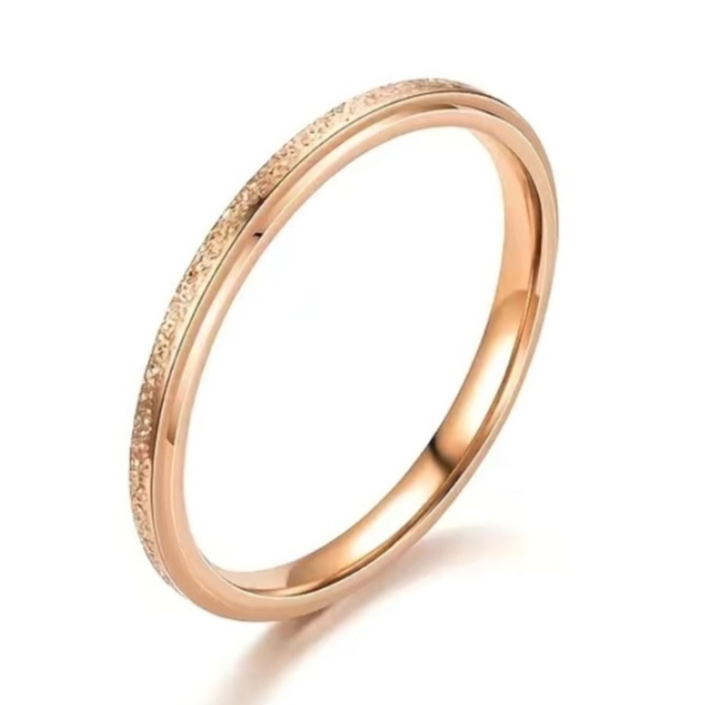 Rose Gold Slim Stacking Ring | Textured Band Minimal Dainty Ring